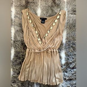 BCBG MAXAZRIA XS GOLD SHIMMER TOP TANK Rhinestone embellishment